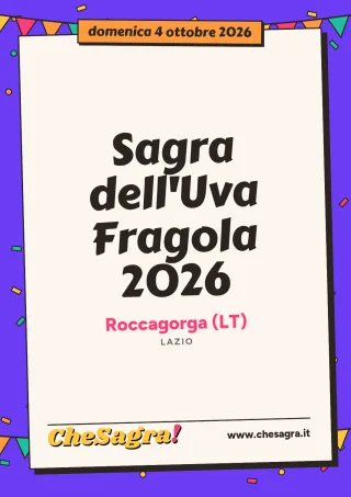 Sagra dell'Uva Fragola 2026 a Roccagorga, 4 ottobre 2026