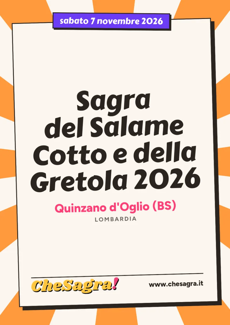 Sagra del Salame Cotto e della Gretola 2026 a Quinzano d'Oglio, 7 novembre 2026