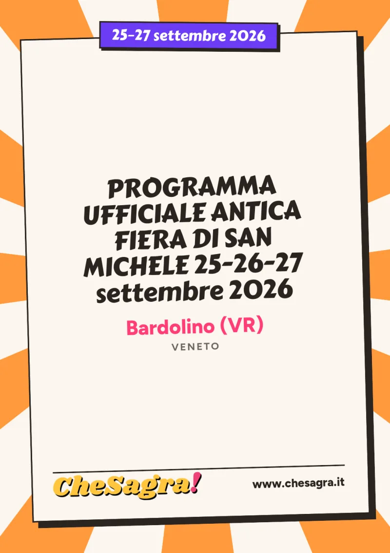PROGRAMMA UFFICIALE ANTICA FIERA DI SAN MICHELE 25-26-27 settembre 2026 a Bardolino, 25–27 settembre 2026