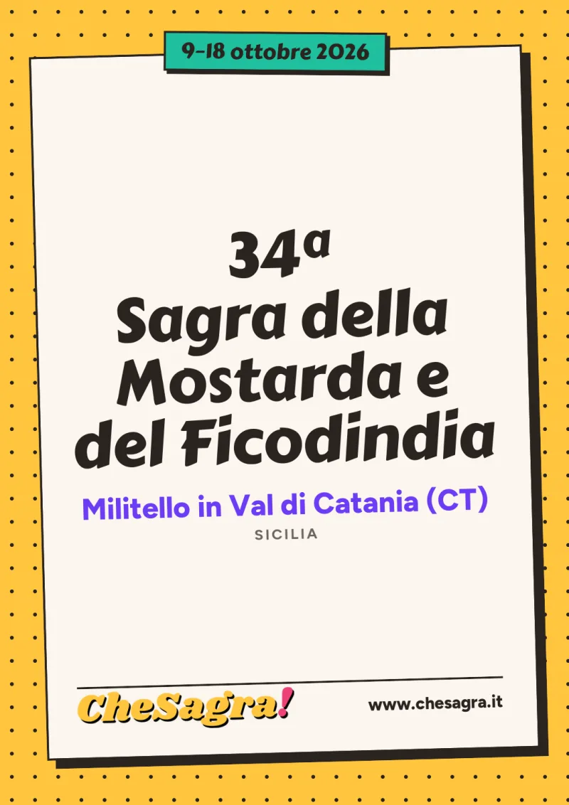 34ª Sagra della Mostarda e del Ficodindia a Militello in Val di Catania, 9–18 ottobre 2026
