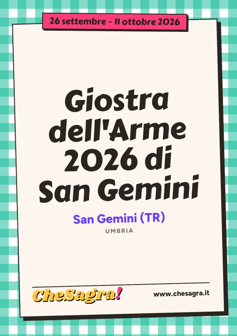Giostra dell'Arme 2026 di San Gemini a San Gemini, 26 settembre – 11 ottobre 2026