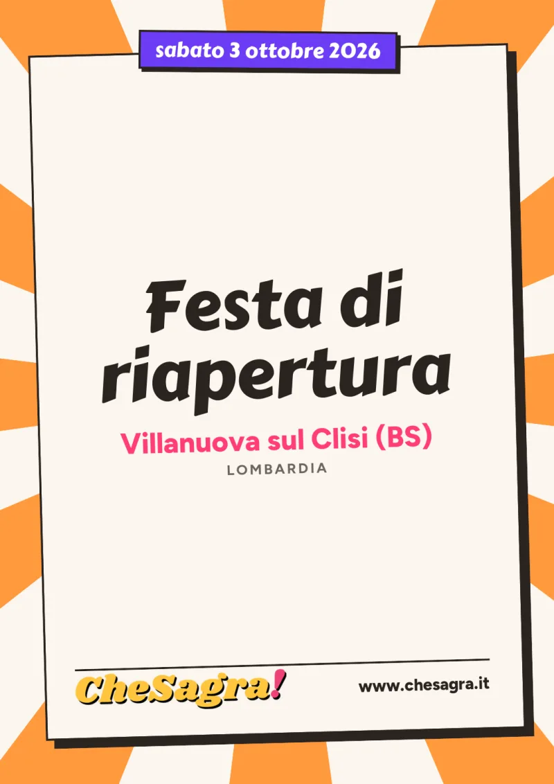 Festa di riapertura a Villanuova sul Clisi, 3 ottobre 2026