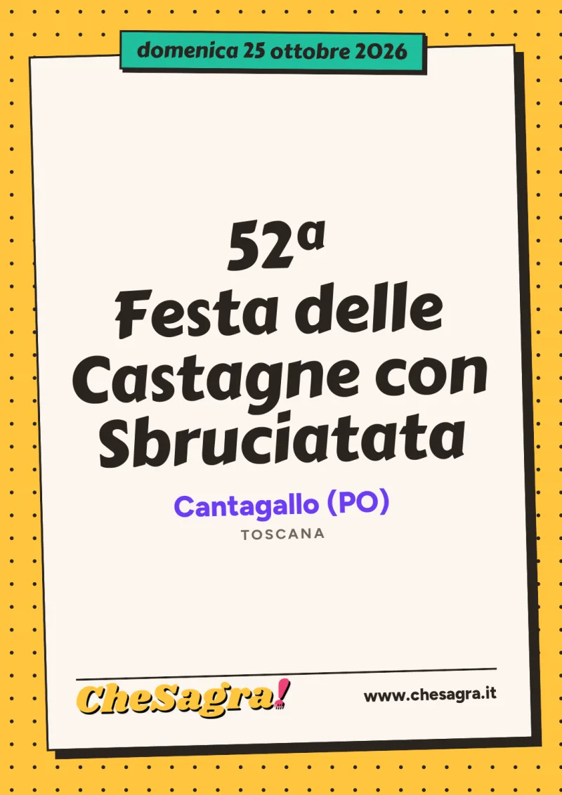 52ª Festa delle Castagne con Sbruciatata a Cantagallo, 25 ottobre 2026