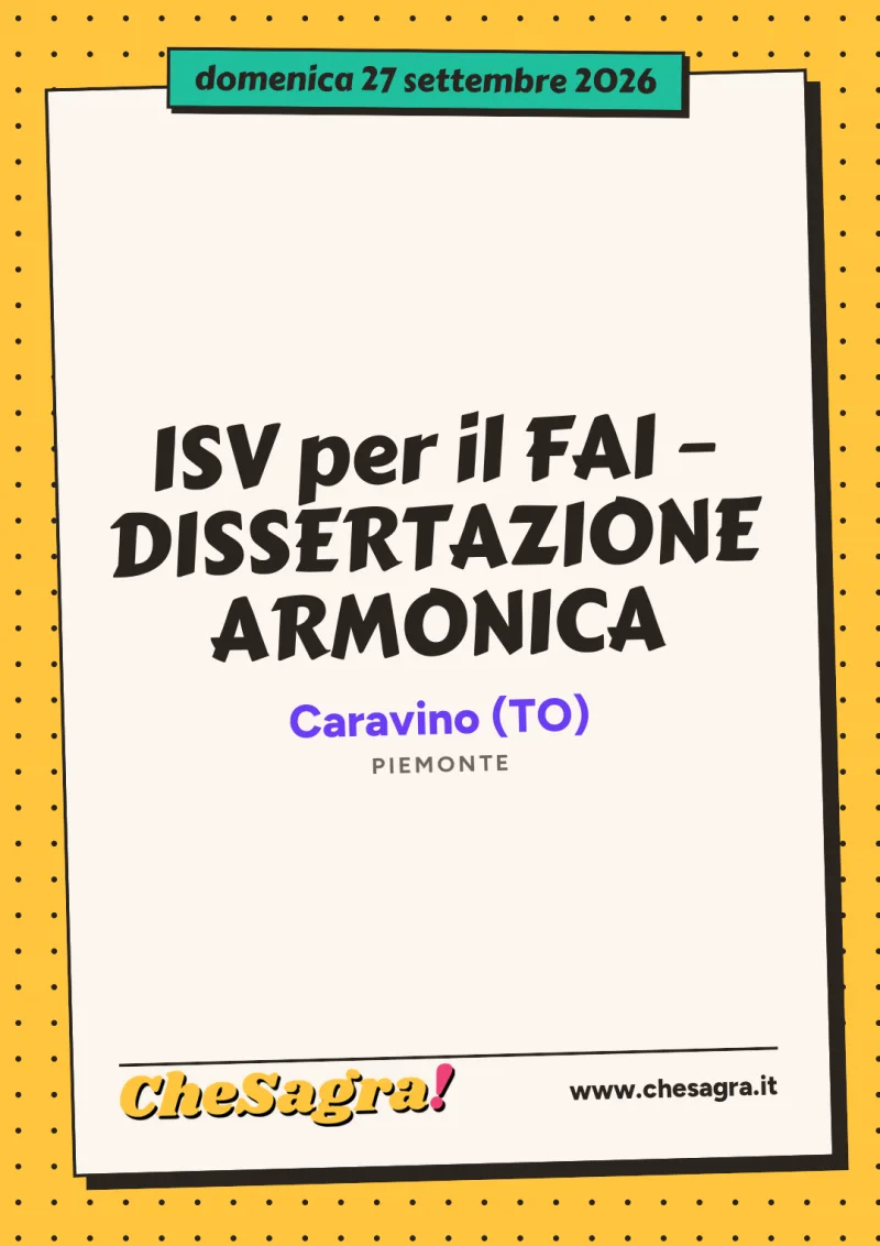 ISV per il FAI – DISSERTAZIONE ARMONICA a Caravino, 27 settembre 2026