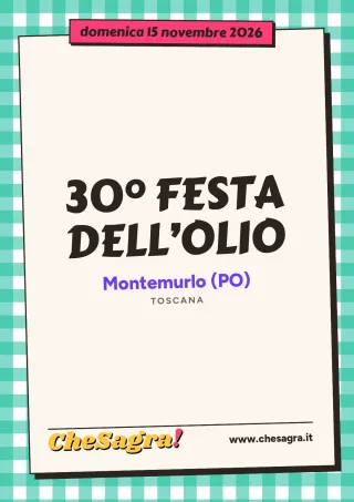 30° FESTA DELL’OLIO a Montemurlo, 15 novembre 2026