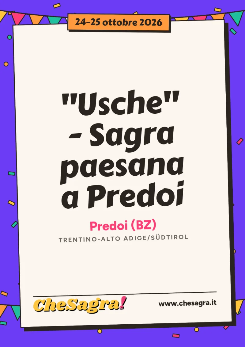 "Usche" - Sagra paesana a Predoi a Predoi, 24–25 ottobre 2026
