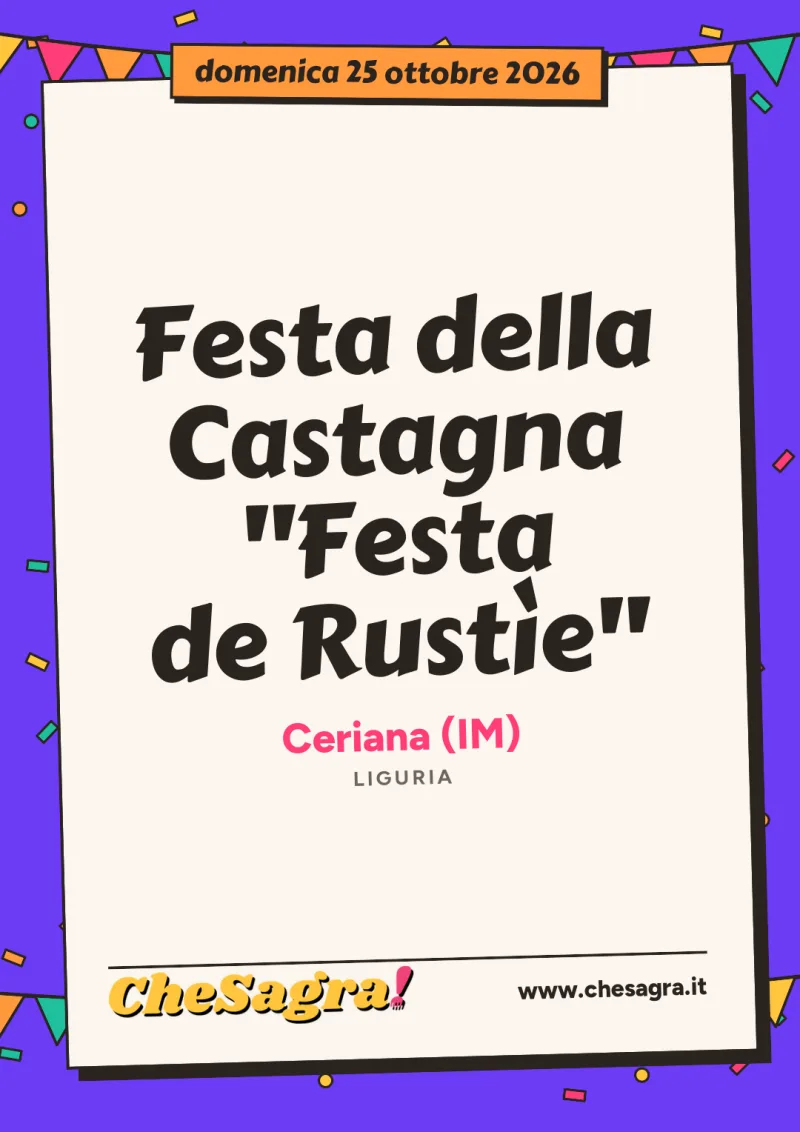 Festa della Castagna "Festa de Rustìe" a Ceriana, 25 ottobre 2026