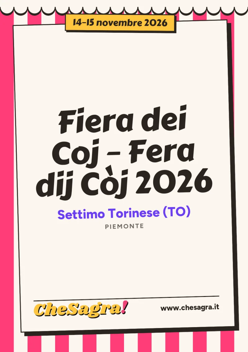 Fiera dei Coj – Fera dij Còj 2026 a Settimo Torinese, 14–15 novembre 2026