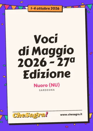 Voci di Maggio 2026 - 27ª Edizione a Nuoro, 1–4 ottobre 2026