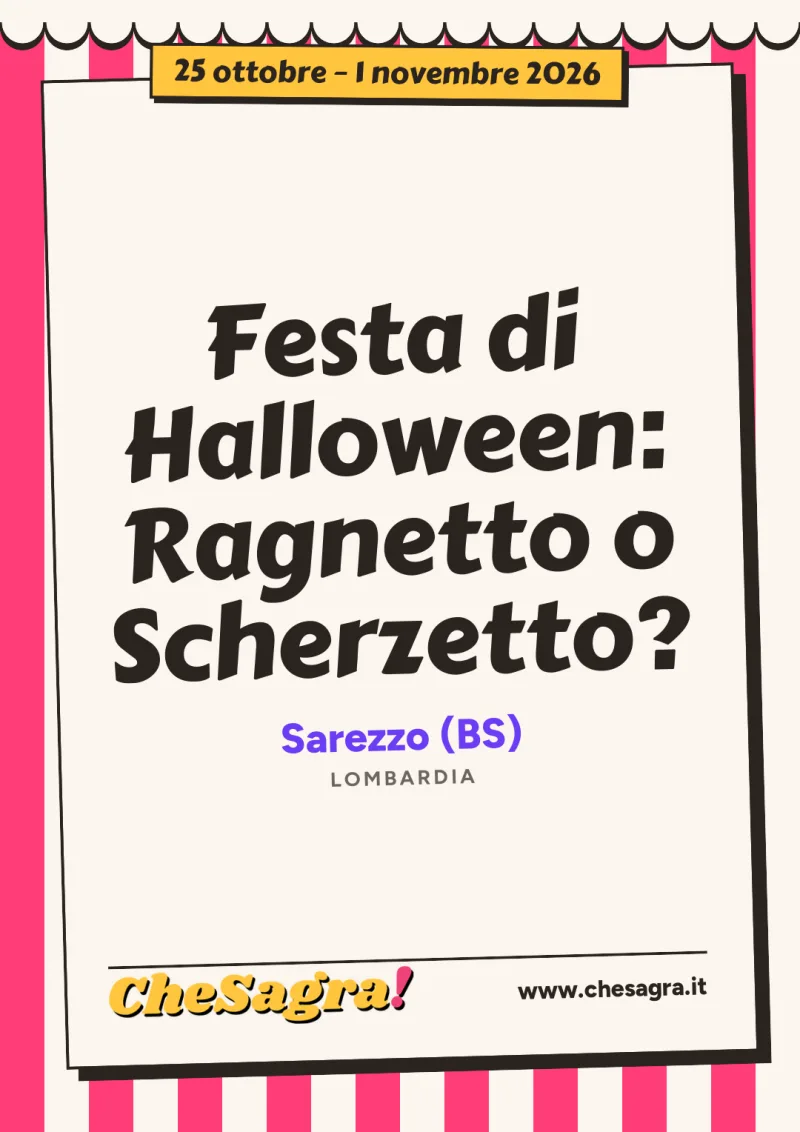 Festa di Halloween: Ragnetto o Scherzetto? a Sarezzo, 25 ottobre – 1 novembre 2026