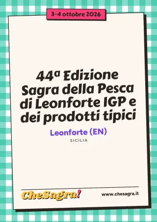 44ª Edizione Sagra della Pesca di Leonforte IGP e dei prodotti tipici a Leonforte, 3–4 ottobre 2026