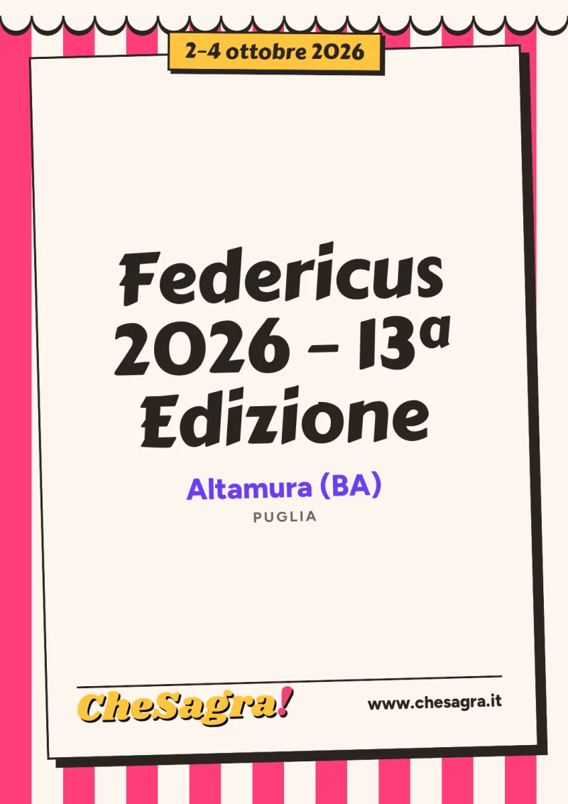 Federicus 2026 – 13ª Edizione a Altamura, 2–4 ottobre 2026