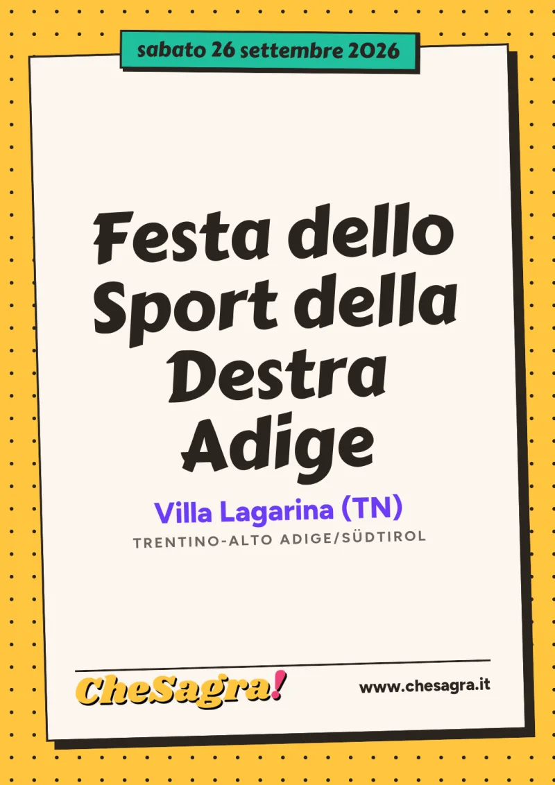 Festa dello Sport della Destra Adige a Villa Lagarina, 26 settembre 2026