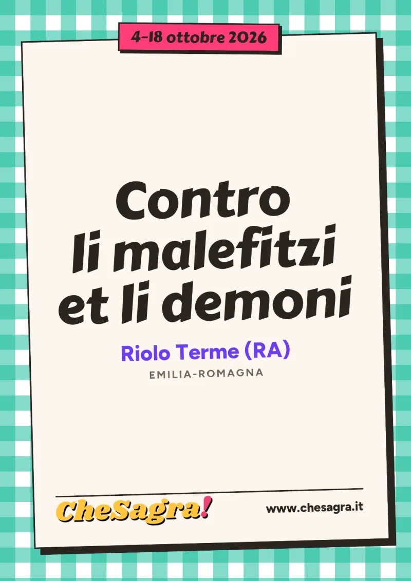 Contro li malefitzi et li demoni a Riolo Terme, 4–18 ottobre 2026