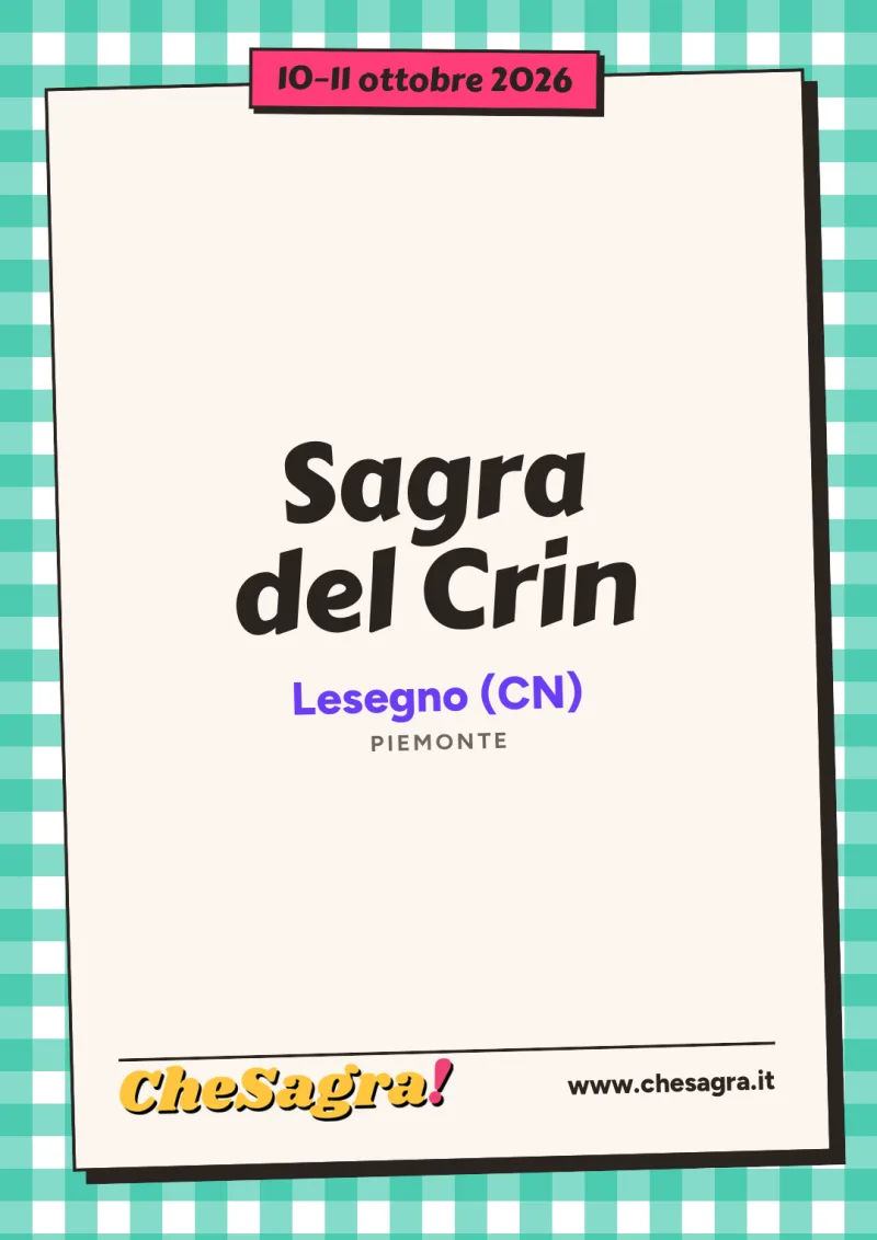 Sagra del Crin a Lesegno, 10–11 ottobre 2026