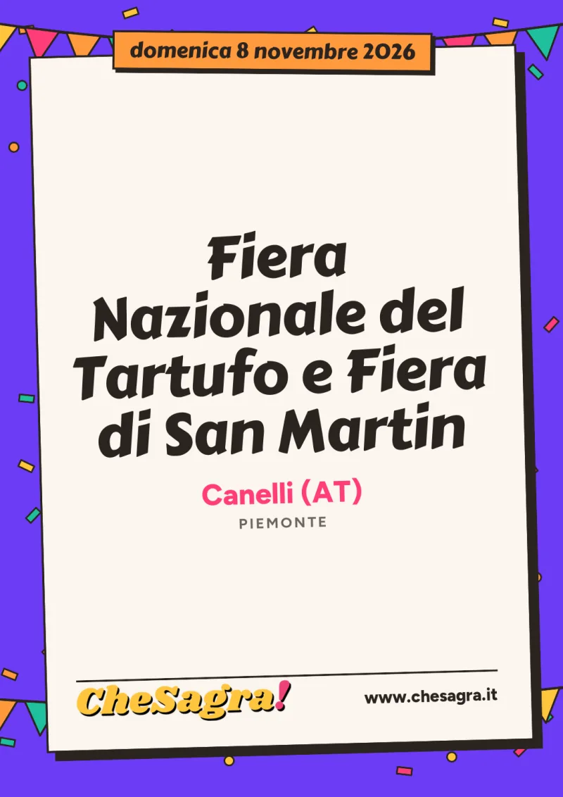 Fiera Nazionale del Tartufo e Fiera di San Martin a Canelli, 8 novembre 2026