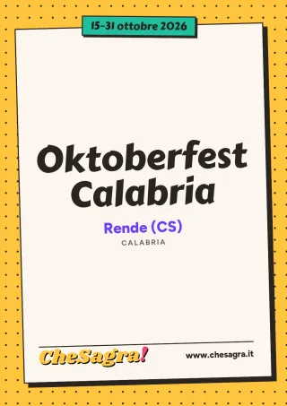 Oktoberfest Calabria a Rende, 15–31 ottobre 2026