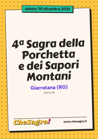 4ª Sagra della Porchetta e dei Sapori Montani a Giarratana, 20 dicembre 2025