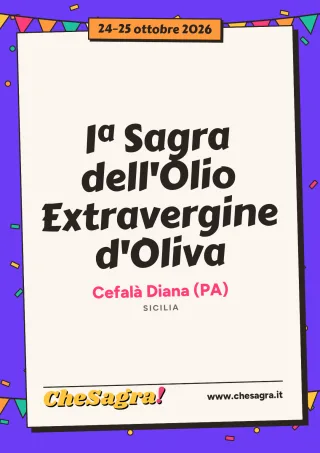 Iª Sagra dell'Olio Extravergine d'Oliva a Cefalà Diana, 24–25 ottobre 2026