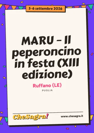 MARU – Il peperoncino in festa (XIII edizione) a Ruffano, 5–6 settembre 2026