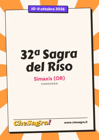 32ª Sagra del Riso a Simaxis, 10–11 ottobre 2026