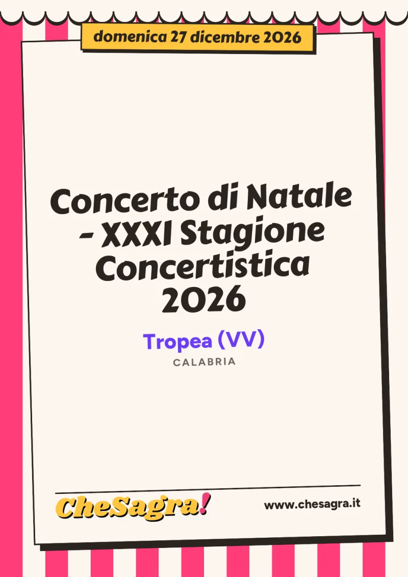 Concerto di Natale - XXXI Stagione Concertistica 2026 a Tropea, 27 dicembre 2026