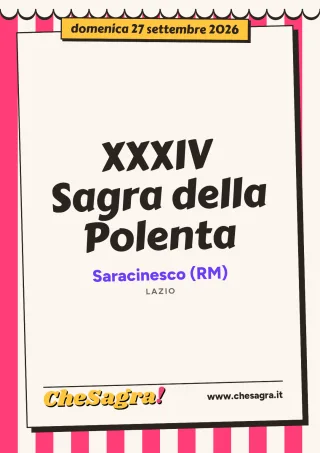 XXXIV Sagra della Polenta a Saracinesco, 27 settembre 2026