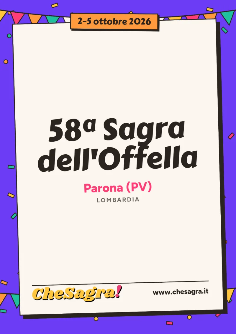 58ª Sagra dell'Offella a Parona, 2–5 ottobre 2026