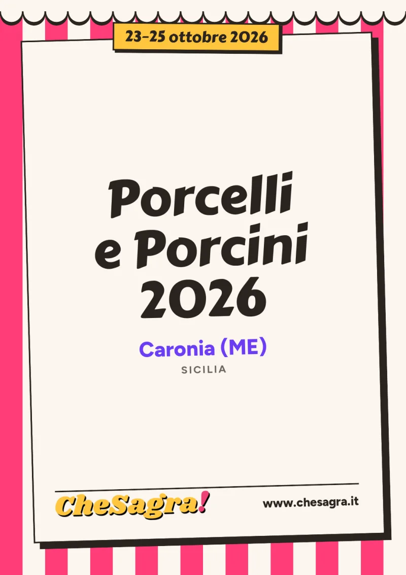 Porcelli e Porcini 2026 a Caronia, 23–25 ottobre 2026
