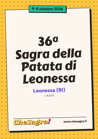 36ª Sagra della Patata di Leonessa a Leonessa, 9–11 ottobre 2026