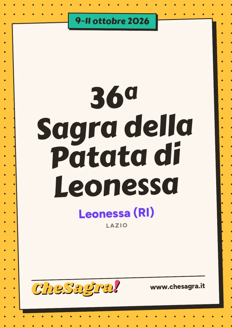 36ª Sagra della Patata di Leonessa a Leonessa, 9–11 ottobre 2026