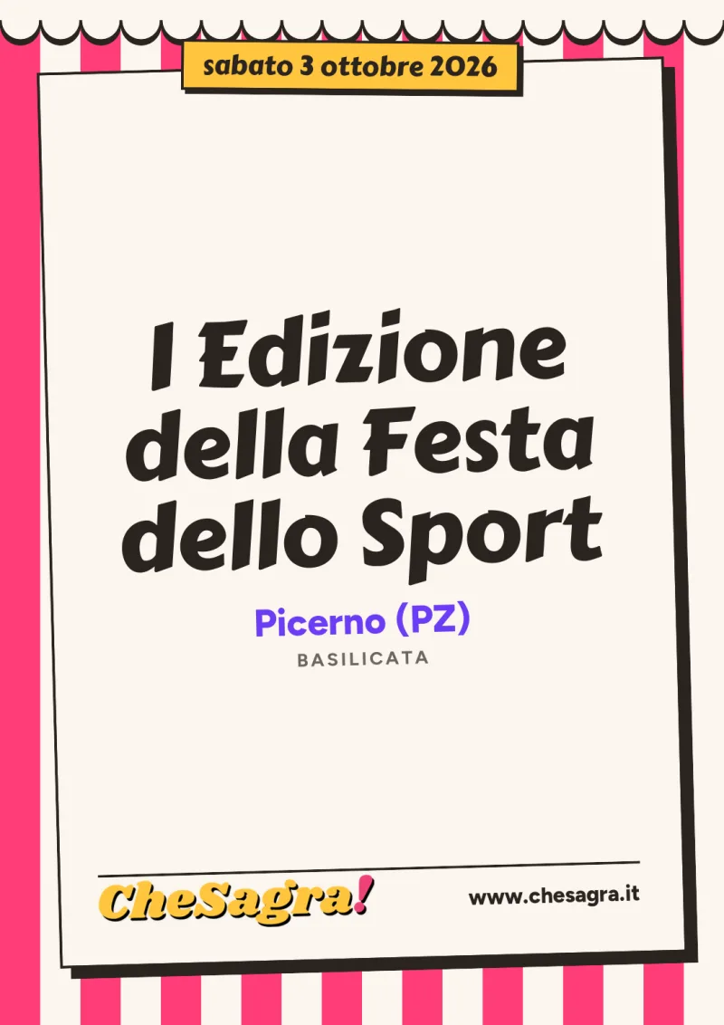 I Edizione della Festa dello Sport a Picerno, 3 ottobre 2026