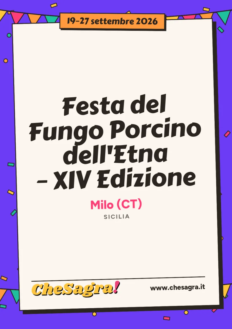 Festa del Fungo Porcino dell'Etna – XIV Edizione a Milo, 19–27 settembre 2026