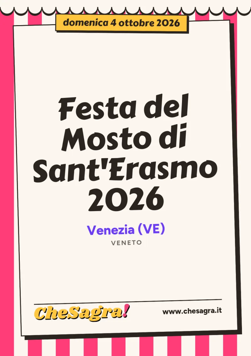 Festa del Mosto di Sant'Erasmo 2026 a Venezia, 4 ottobre 2026