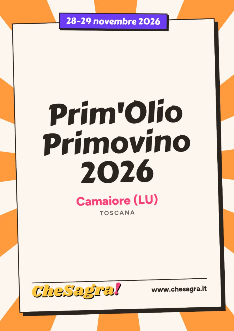 Prim'Olio Primovino 2026 a Camaiore, 28–29 novembre 2026