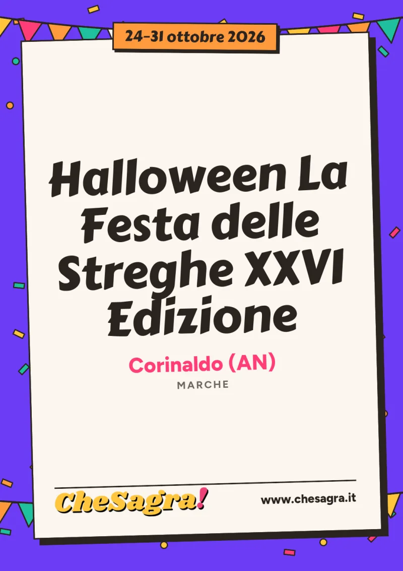 Halloween La Festa delle Streghe XXVI Edizione a Corinaldo, 24–31 ottobre 2026