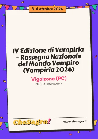 IV Edizione di Vampiria – Rassegna Nazionale del Mondo Vampiro (Vampiria 2026) a Vigolzone, 3–4 ottobre 2026