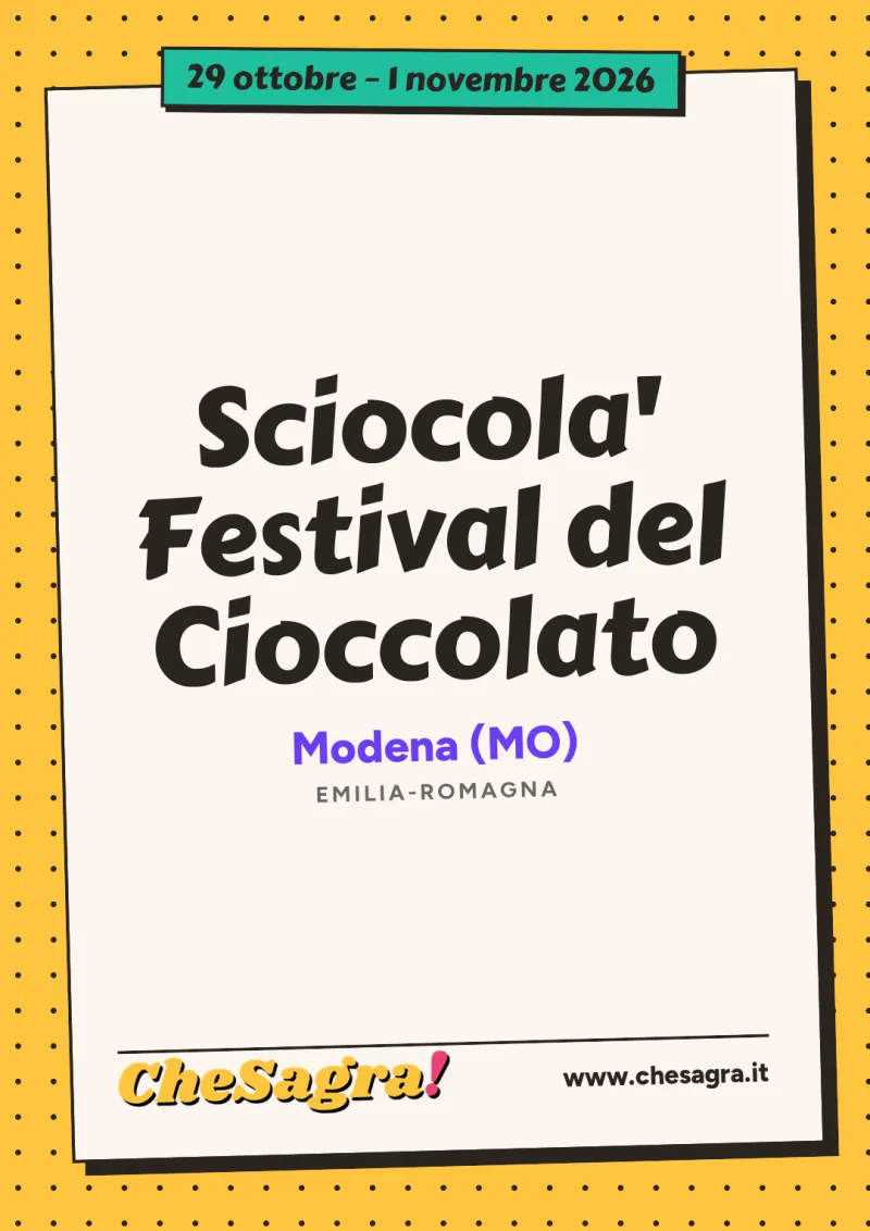 Sciocola' Festival del Cioccolato a Modena, 29 ottobre – 1 novembre 2026