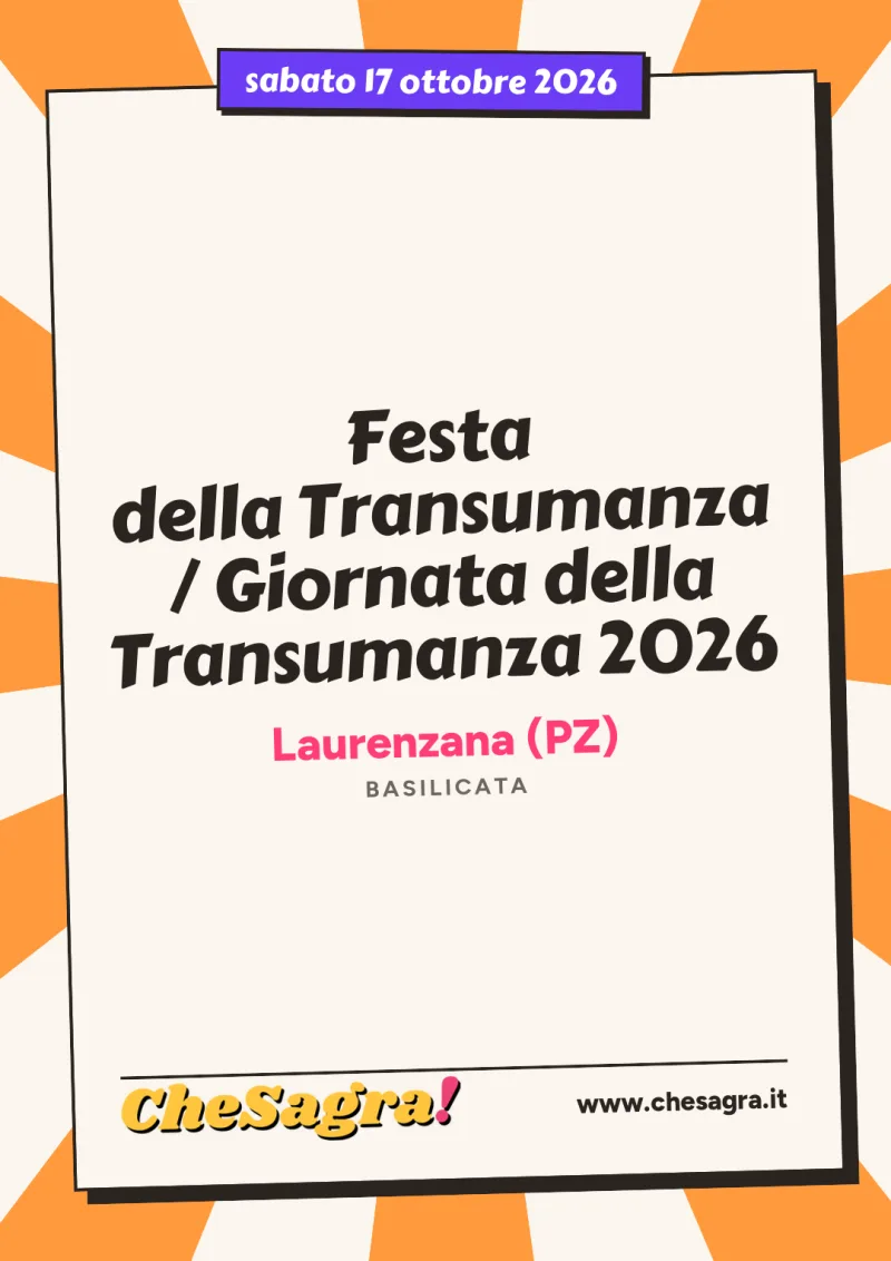 Festa della Transumanza / Giornata della Transumanza 2026 a Laurenzana, 17 ottobre 2026