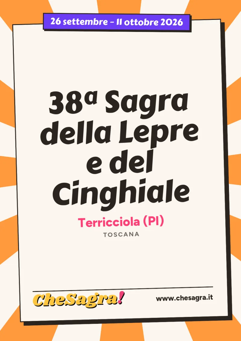 38ª Sagra della Lepre e del Cinghiale a Terricciola, 26 settembre – 11 ottobre 2026