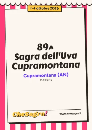 89^ Sagra dell'Uva Cupramontana a Cupramontana, 1–4 ottobre 2026