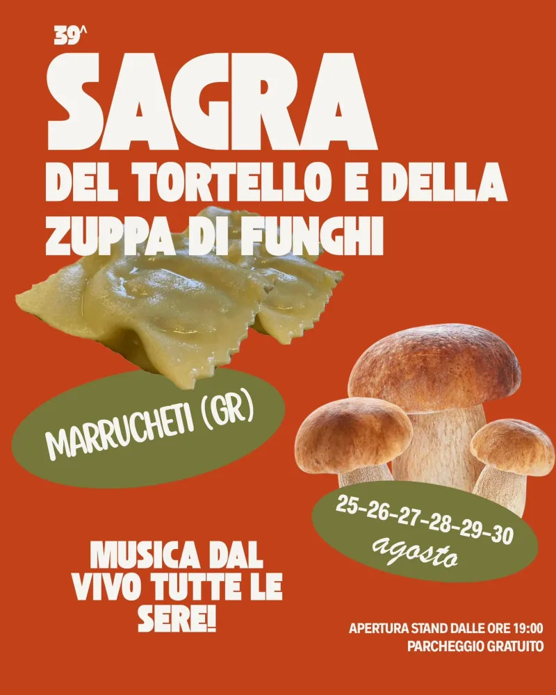 Volantino della Sagra del Tortello e della Zuppa di Funghi