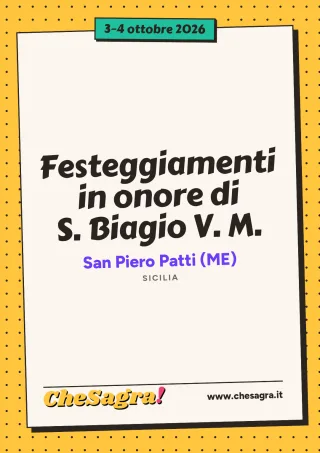 Festeggiamenti in onore di S. Biagio V. M. a San Piero Patti, 3–4 ottobre 2026