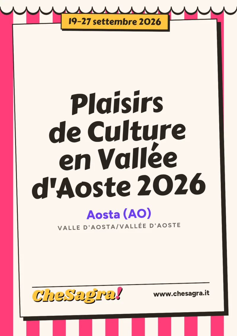 Plaisirs de Culture en Vallée d'Aoste 2026 a Aosta, 19–27 settembre 2026