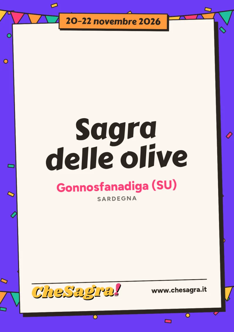 Sagra delle olive a Gonnosfanadiga, 20–22 novembre 2026