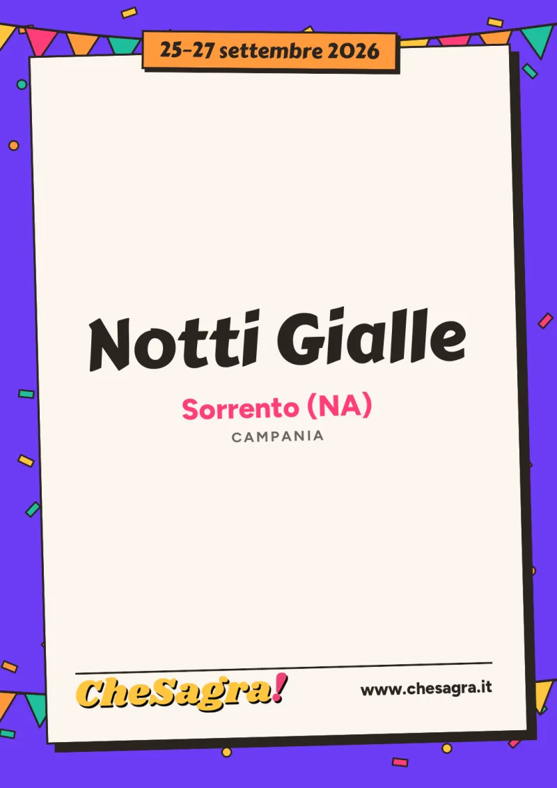 Notti Gialle a Sorrento, 25–27 settembre 2026