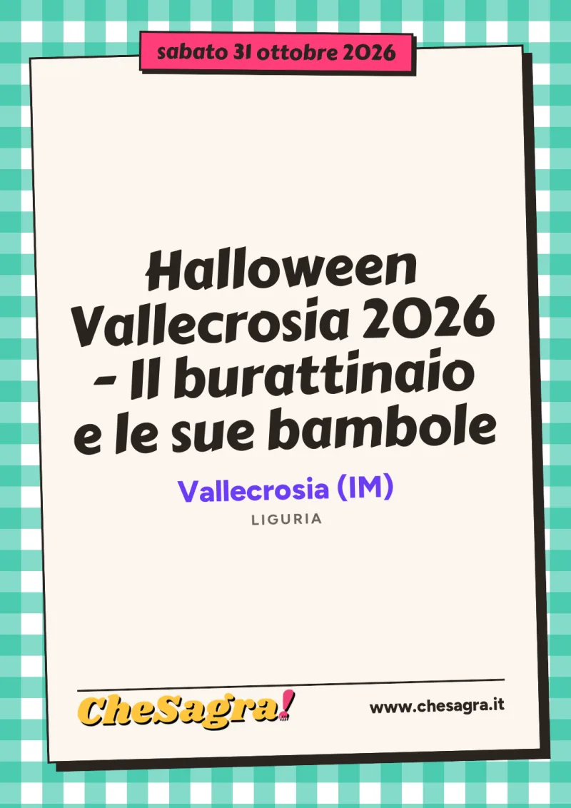 Halloween Vallecrosia 2026 - Il burattinaio e le sue bambole a Vallecrosia, 31 ottobre 2026