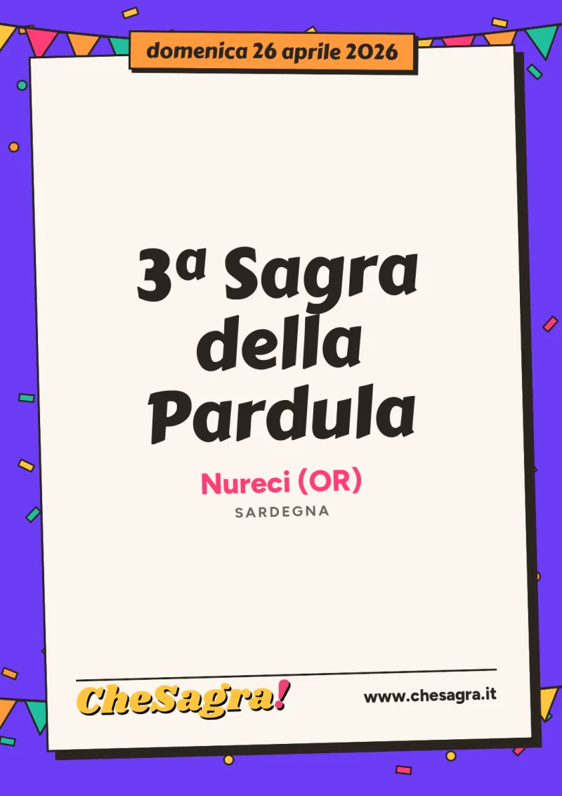 3ª Sagra della Pardula a Nureci, 26 aprile 2026