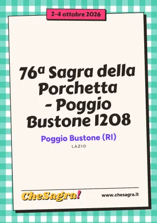 76ª Sagra della Porchetta - Poggio Bustone 1208 a Poggio Bustone, 2–4 ottobre 2026