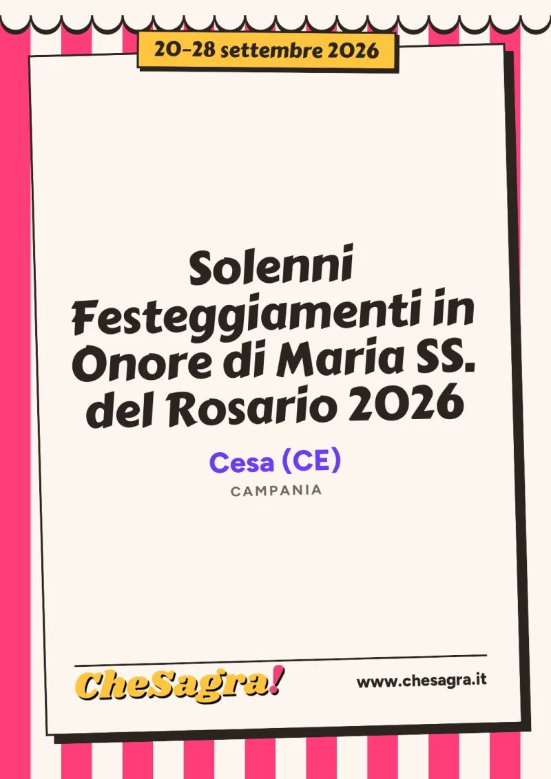 Solenni Festeggiamenti in Onore di Maria SS. del Rosario 2026 a Cesa, 20–28 settembre 2026